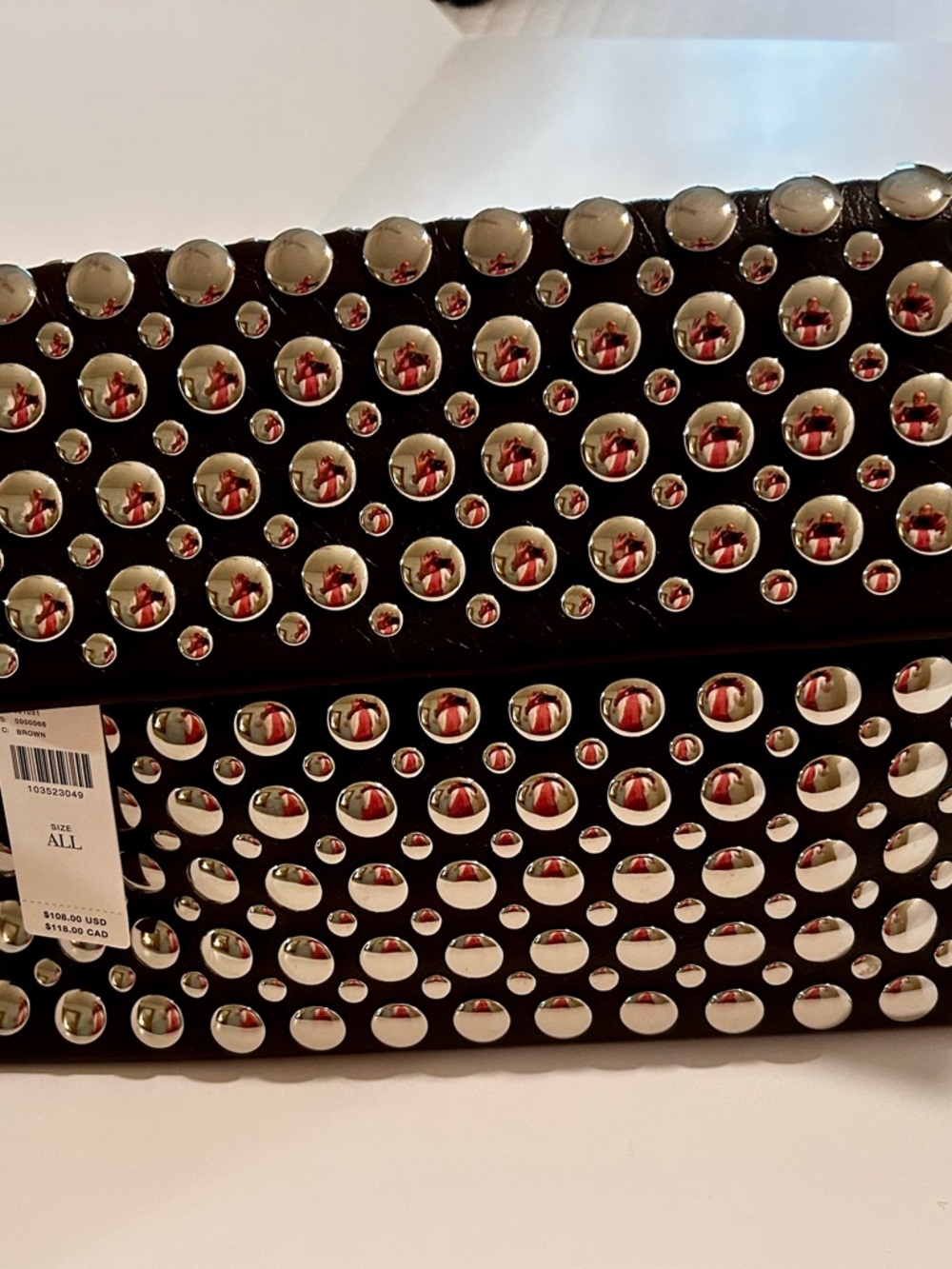 Anthropologie Brown Leather Clutch with Silver Studs - Picture 2 of 6